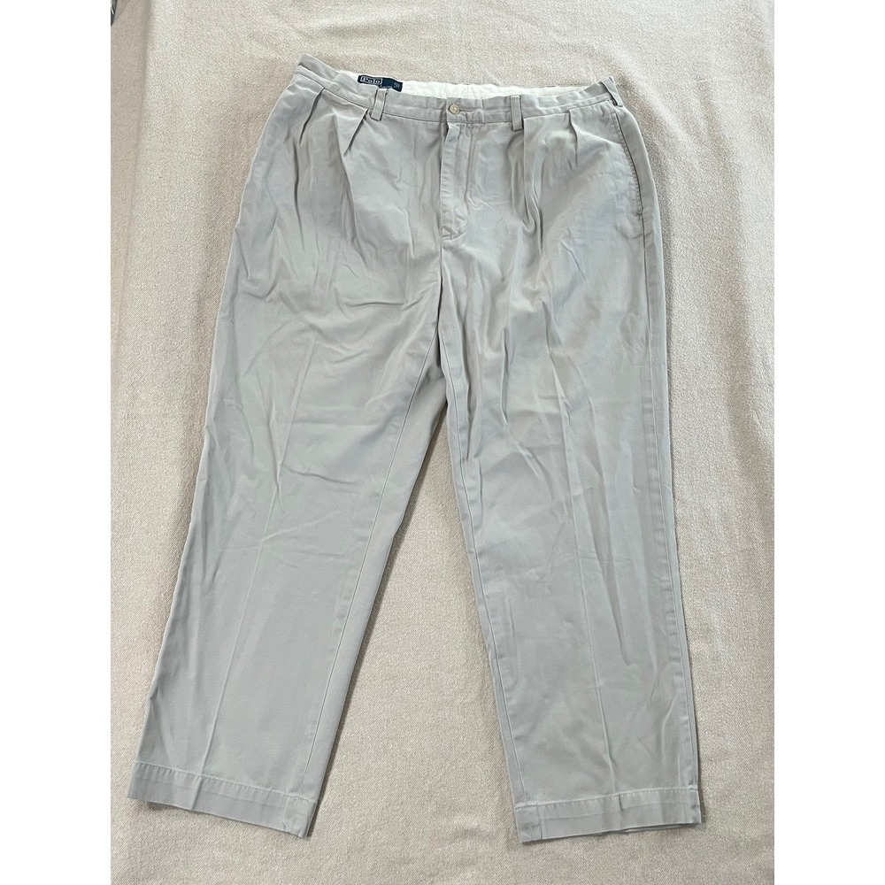 Vintage Polo Ralph Lauren Andrew Double Pleated Pants Mens 38x30(28) Beige Chino